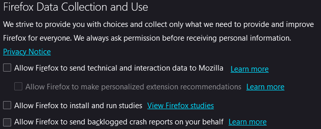 Firefox Data Collection and Use
